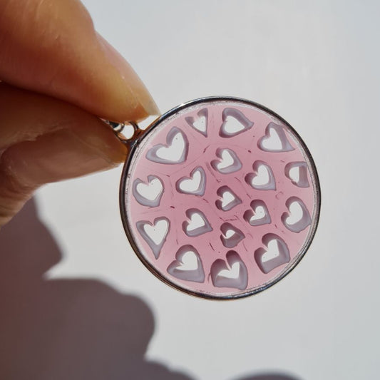 rose hearts murano glass necklace