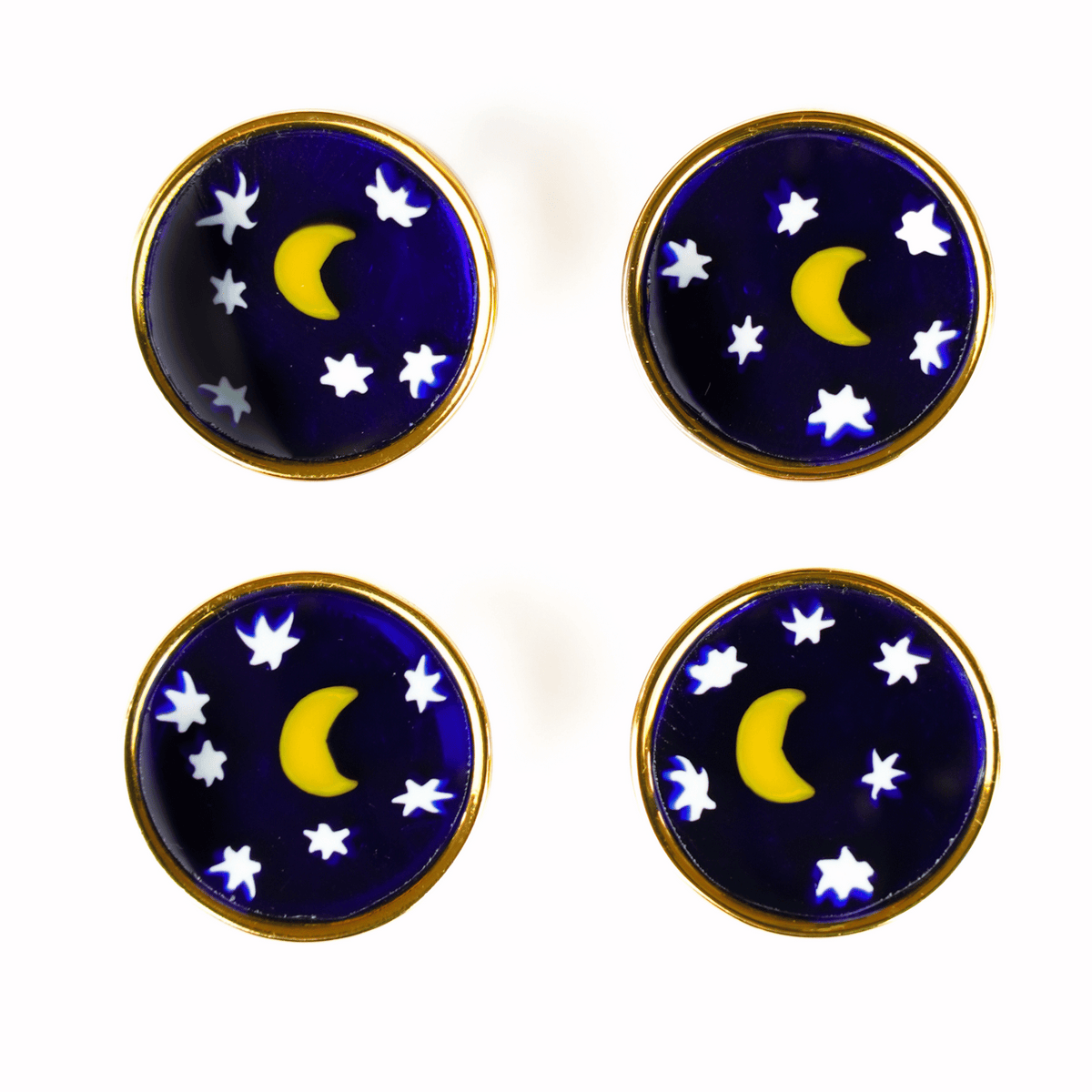 Moonlight Stars and Moon Millefiori Murrina Murano Glass
