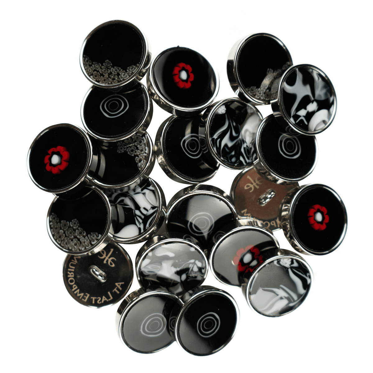 Large Millefiori Button - Center Point B&W