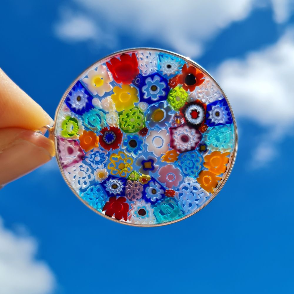 millefiori multicolour murano glass necklace pendant