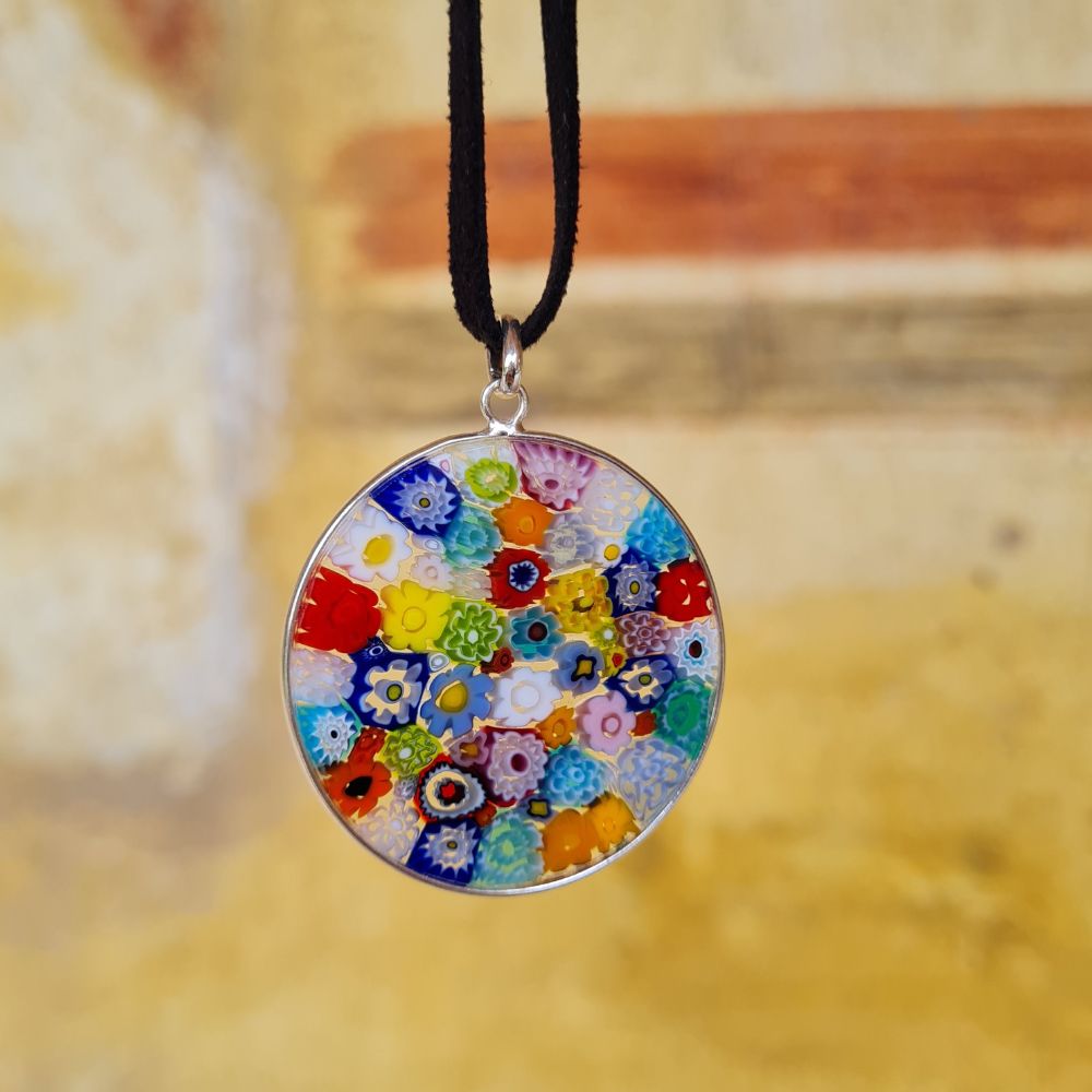 millefiori murano necklace flowers glass
