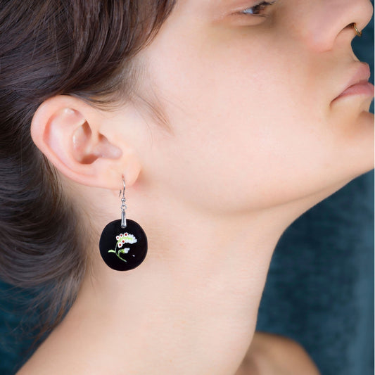 flowers millefiori earrings georgia murano glass drop earrings