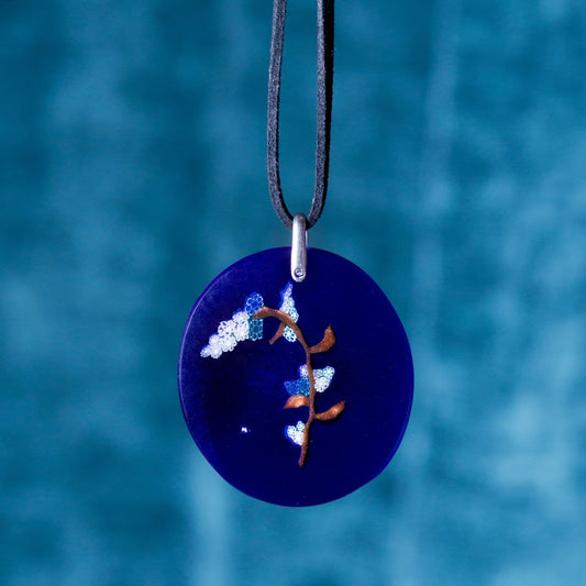 Frida Pendant - Gold & Blue Blossom